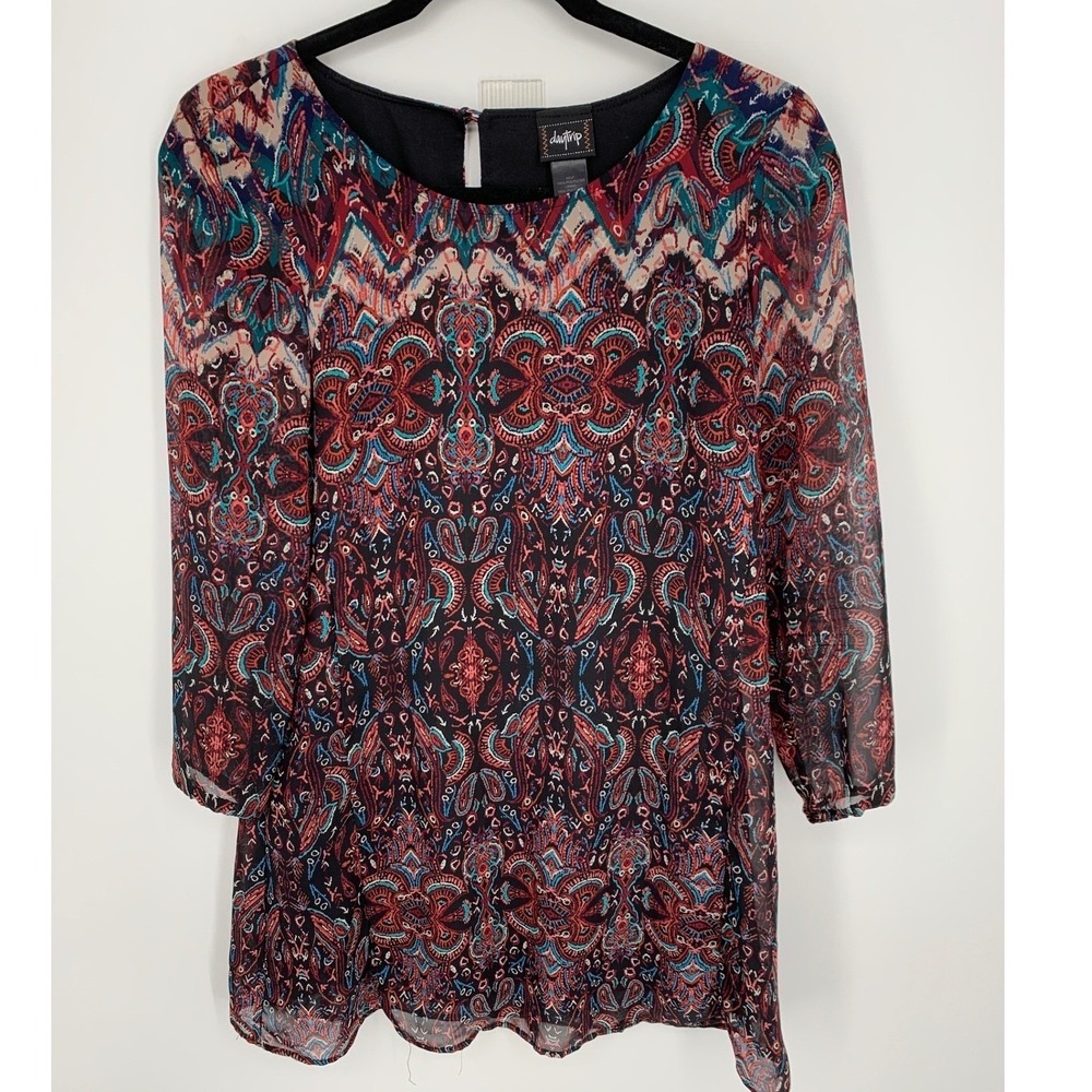 Daytrip XS Paisley Print Midi Dress Keyhole Back Lined Boho